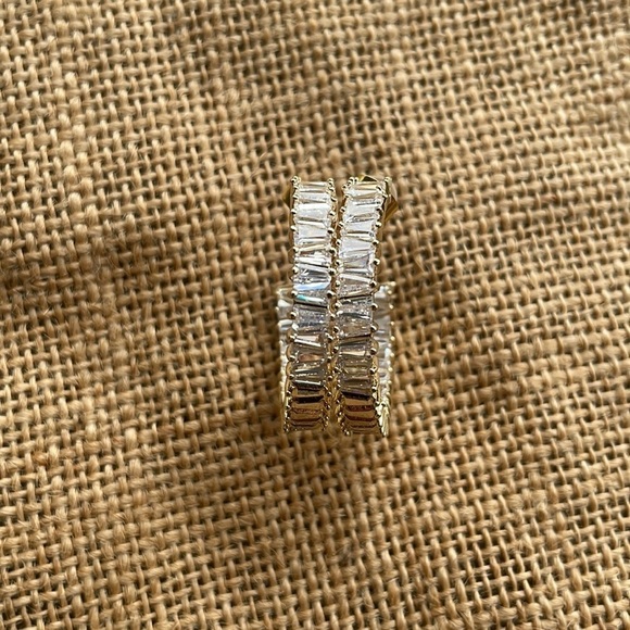 Loop Hoop 14K gold plated luxury big round C-shaped zircon earrings elegant - Picture 10 of 16